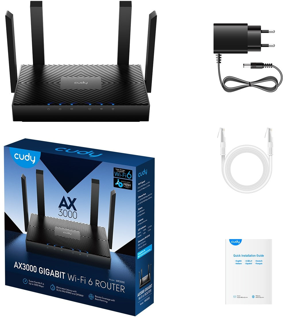 Cudy ROUTER WR3000-IL AX3000 Gigabit Wi-Fi 6 Mesh Cudy