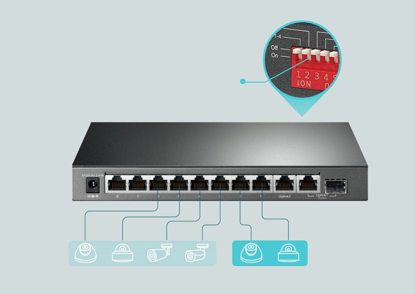 TP-LINK SWITCH 10 PORT GIGA WITH 8PORT POE 63W TP LINK