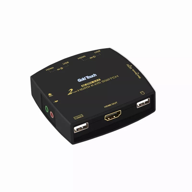 GOLD TOUCH KVM SWITCH 2 Ports HDMI 2.O KVM Wired Remote Switch With Cables 4k@60Hz GOLD TOUCH