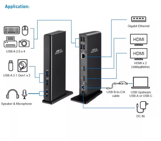 GOLD TOUCH USB3.0 Type A - C dual display docking station