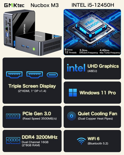 GMKtec NucBox M3 Intel i5-12450H - 16GB - 1TB