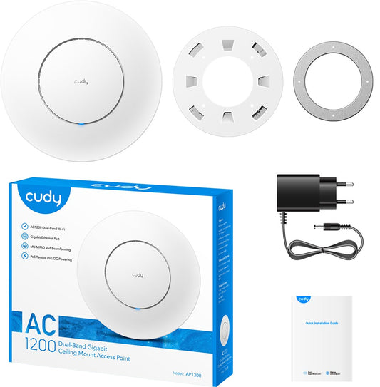 Cudy ACCESS POINT AC1200 Dual-Band Gigabit Ceiling Mount Access Point Mesh AP1300 Cudy
