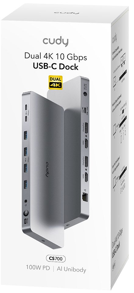 CUDY CS700 13-IN-1 10Gbps USB-C Dual 4K Docking