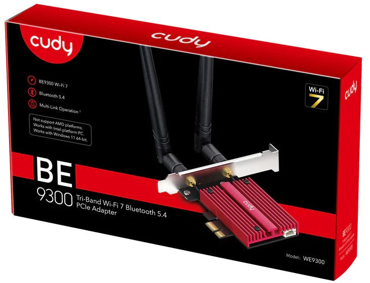 Cudy WIRELESS BE9300 Wi-Fi 7 Bluetooth 5.4 PCI-E Adapter WE9300 CUDY