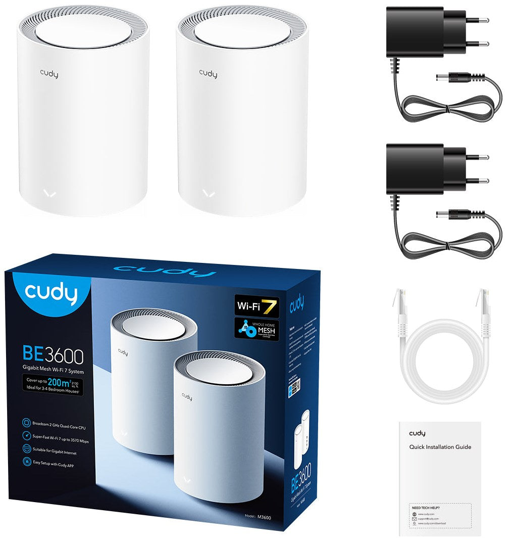 Cudy MESH SYSTEM Wi-Fi 7 M3600 Cudy (2 pack)
