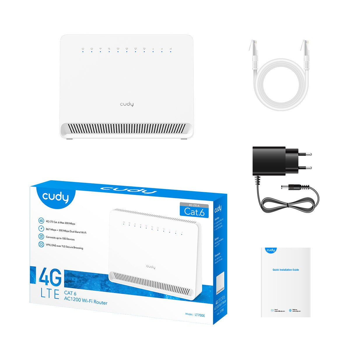 Cudy ROUTER 4G LTE-Cat6 AC1200 Dual-Band Wi-Fi LT700E Cudy