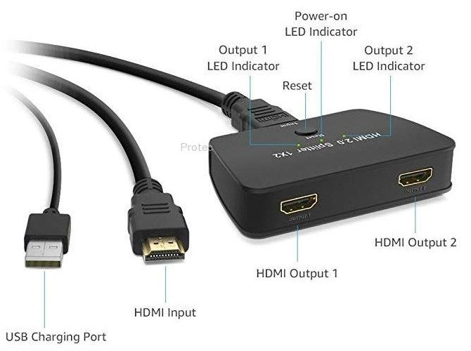 Protec SPLITTER HDMI 4K 1 X INPUT & 2 X OUTPUT Protec