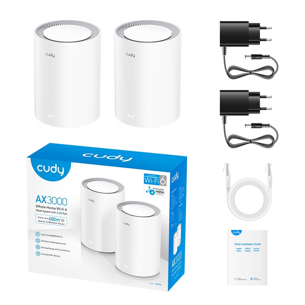Cudy MESH SYSTEM AX3000 2.5G h Wi-Fi 6 M3000 Cudy (2 pack)