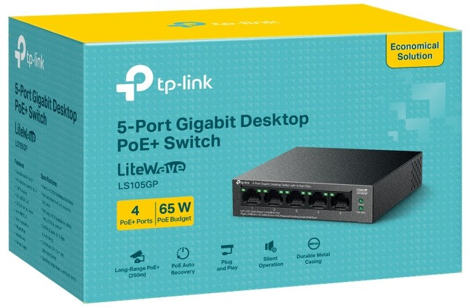 TP-LINK SWITCH 5-PORT Gigabit 4P PoE+ LS105GP TP-Link