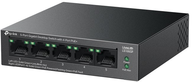 TP-LINK SWITCH 5-PORT Gigabit 4P PoE+ LS105GP TP-Link