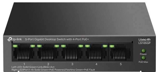 TP-LINK SWITCH 5-PORT Gigabit 4P PoE+ LS105GP TP-Link