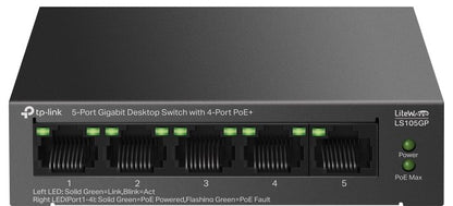 TP-LINK SWITCH 5-PORT Gigabit 4P PoE+ LS105GP TP-Link
