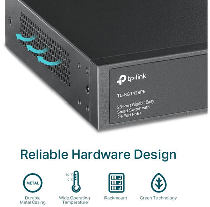 TP-LINK SWITCH 28-PORT GIGA EASY SMART WITH 24-PORT POE+ 250W TP-LINK