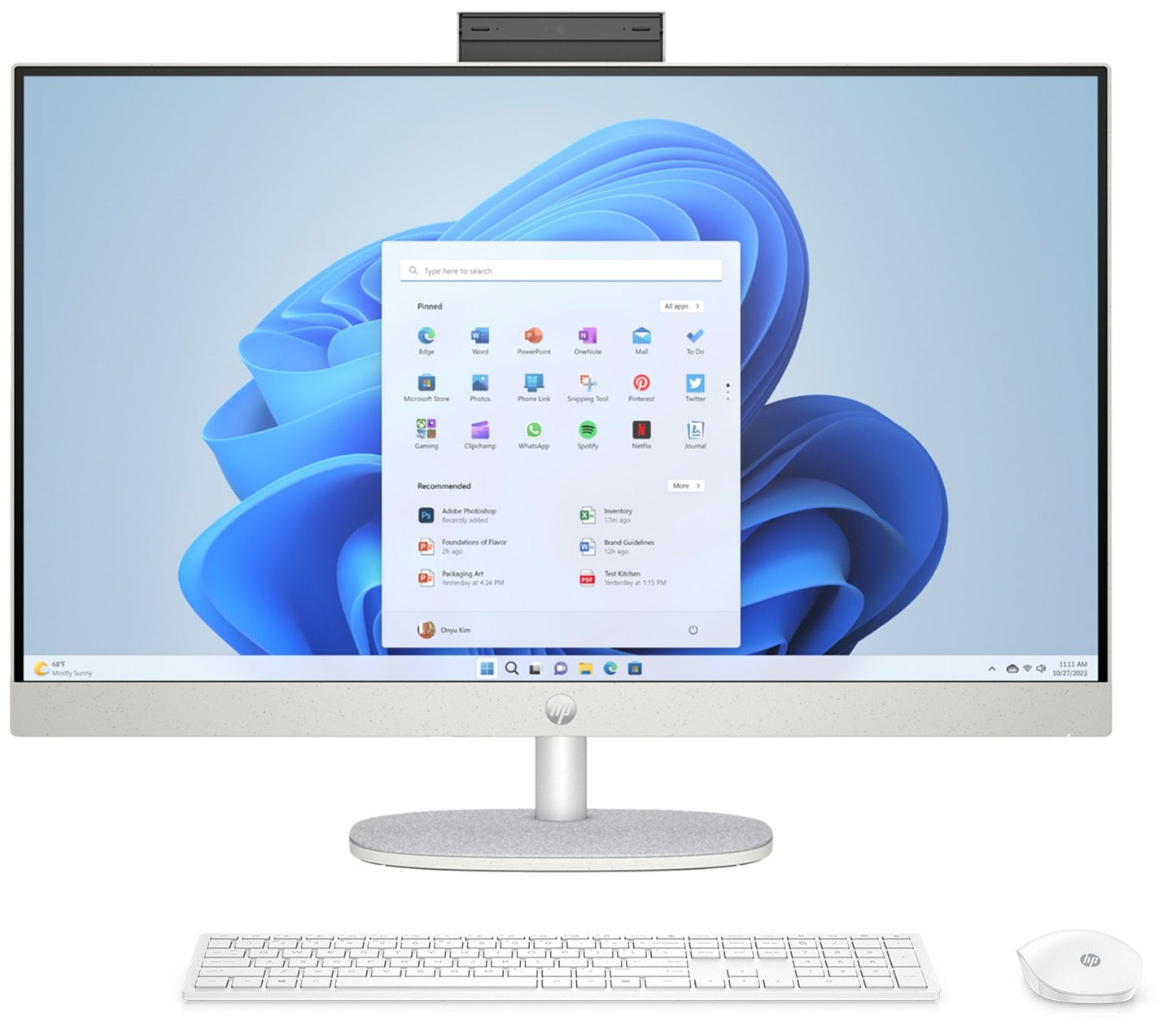 HP AIO 27 FHD i5-1355U - 512SSD - WHITE - 16GB (2x8GB)