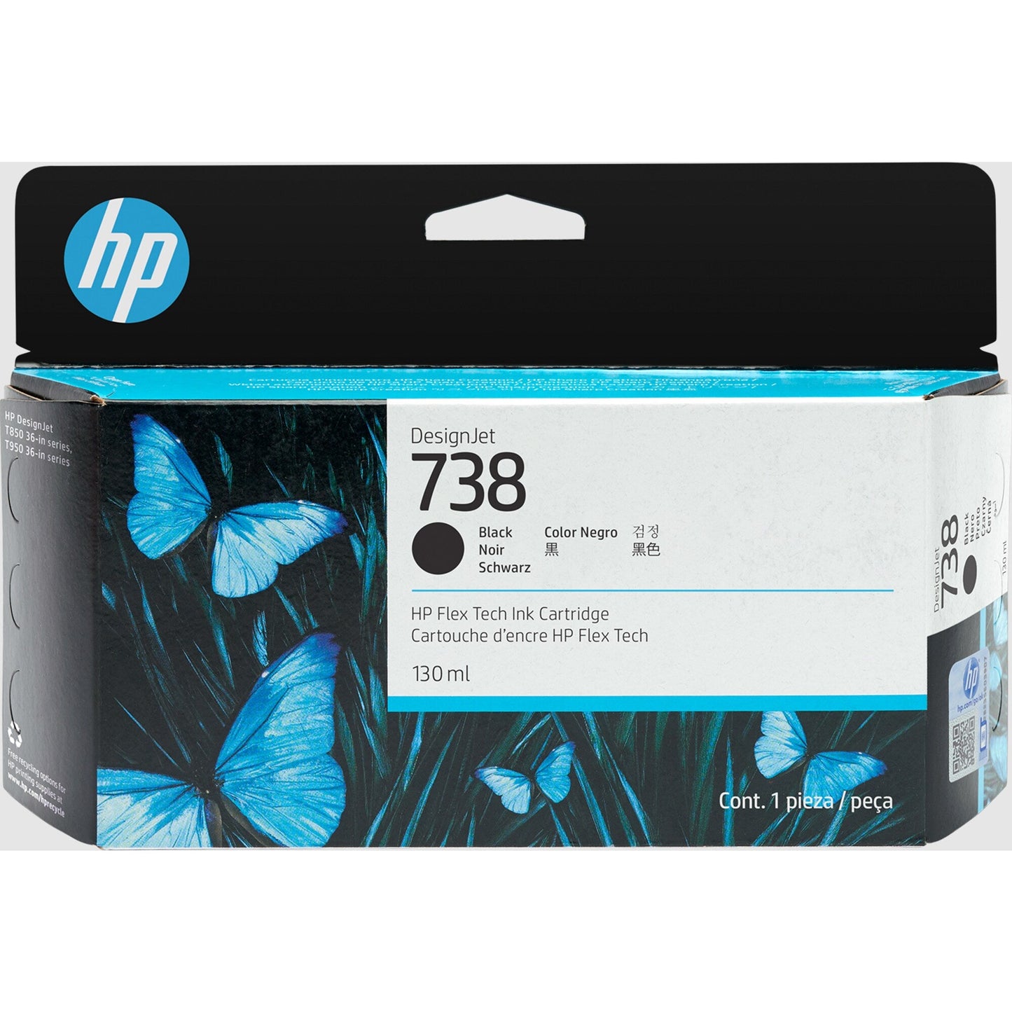 HP מילוי דיו שחור HP 738 130ml לפלוטר 498N4A T-850